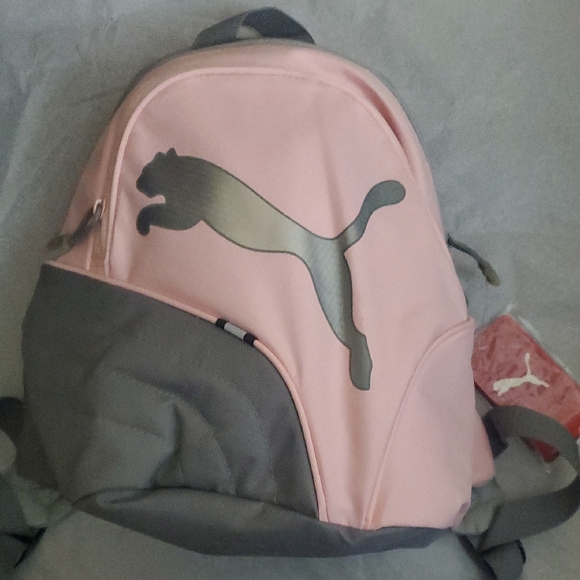 Puma Pink and Gray Backpack with Logo - Picture 1 of 4